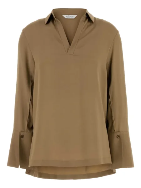 Bluză Max Mara cu decolteu în V maro