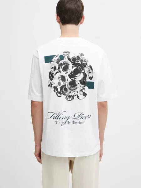 Tričko Filling Pieces Boxy Bouquet s potiskem bílá