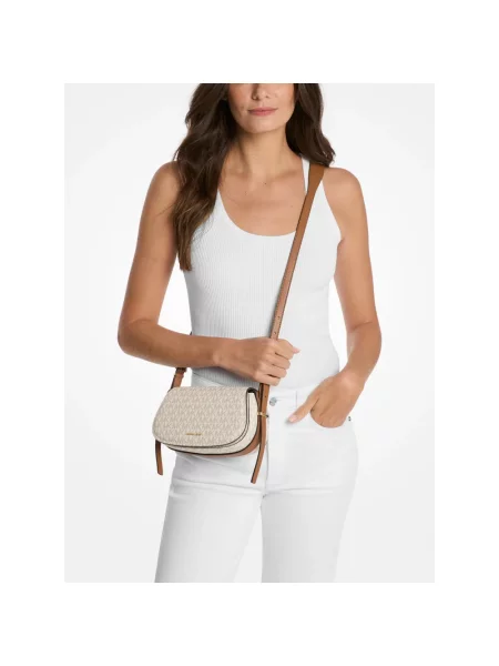 Torebka crossbody Michael Kors skórzana z logo beżowa