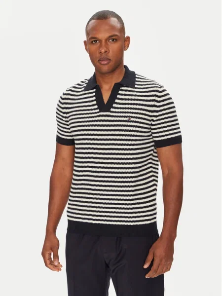 Tommy Hilfiger Тениска с яка и тъмносин