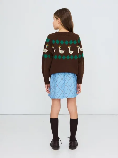 Tinycottons светр дитячий вовняний GREEN GEESE SWEATER зелений