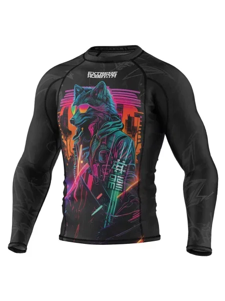 Koszulka sportowa Rashguard do MMA EXTREME HOBBY CYBER ANIMALS czarna