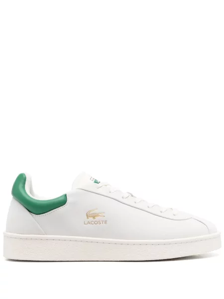 Sneakerși Lacoste cu șireturi din piele alb