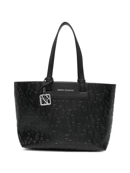 Geantă shopper Armani Exchange cu autograf negru