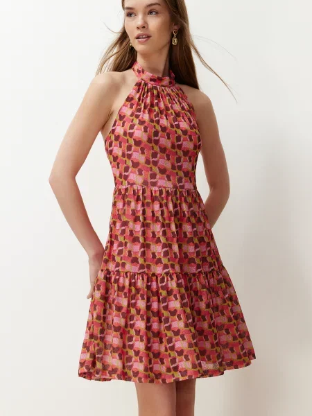 Rochie mini Trendyol tricotate cu imagine cu imprimeu abstract