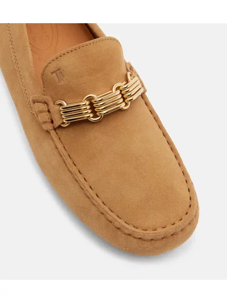 Pantofi loafer Tod's din piele de căprioară bej