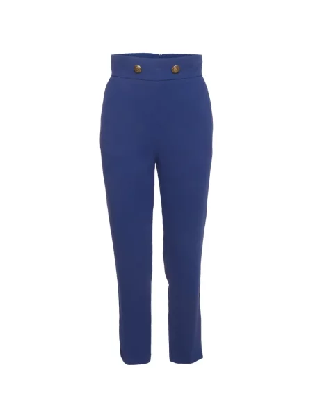 Pantaloni Elisabetta Franchi din crep albastru