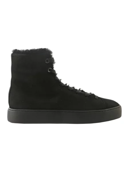Sneakersy Högl skórzane na koturnie typu teddy czarne