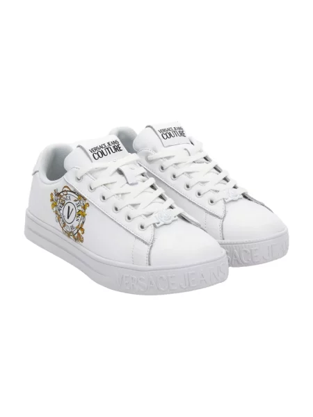 Sneakersy Versace Jeans Couture skórzane casual z nadrukiem białe