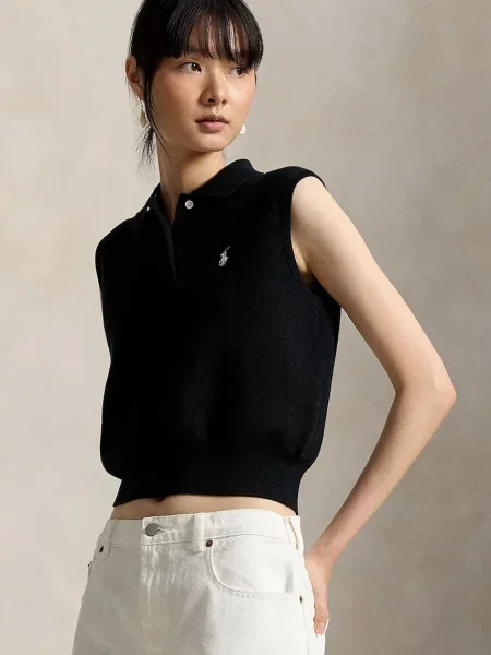 Polo Ralph Lauren kamizelka z bawełną czarna