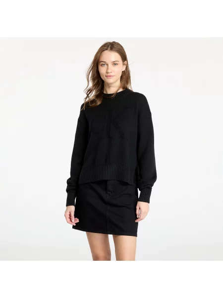 Calvin Klein Jeans Pulover INTARSIA cu adaos de lână negru