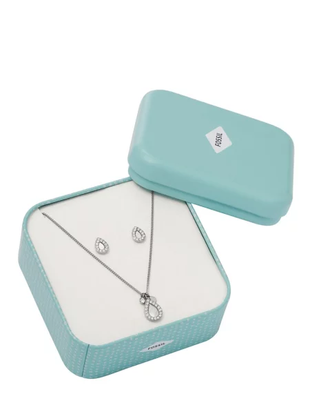 Ogrlica in uhani Fossil srebrna