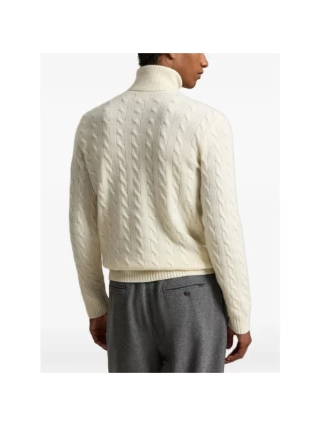 Sweter w kroju slim fit z mieszanki wełny i kaszmiru Polo Ralph Lauren beżowy