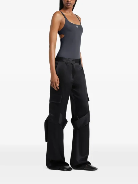 Pantaloni Courreges din satin negru