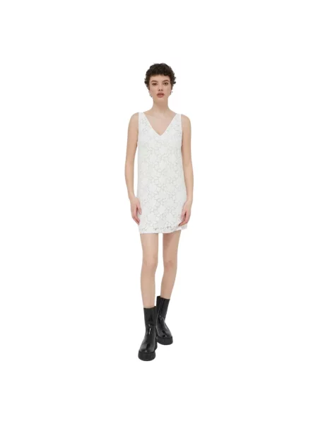 Desigual sukienka LACE mini prosta beżowy