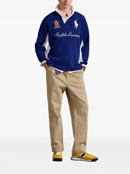 Dlouhá pruhovaná s límcem kšiltovka Polo Ralph Lauren modrá