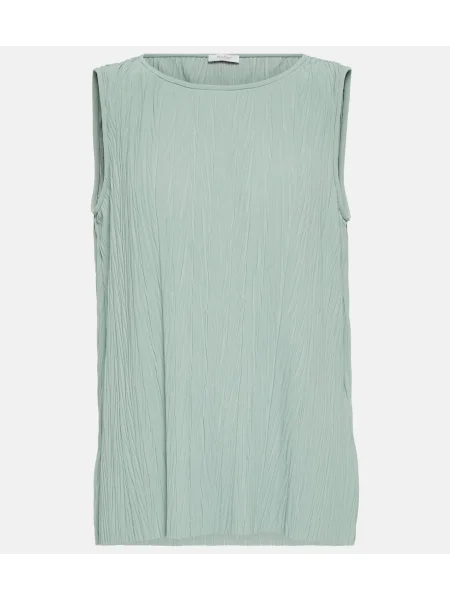 Top Max Mara din jerseu plisat verde