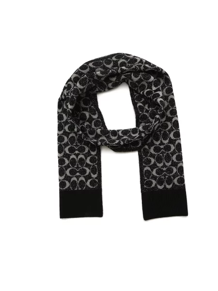 COACH Šal METALLIC SIGNATURE C SCARF bež črna