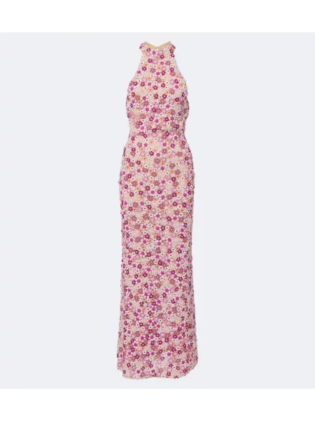 Rochie La Fuori cu mărgele cu spatele deschis roz