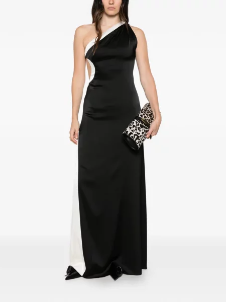 Rochie maxi Alice + Olivia asimetrică negru
