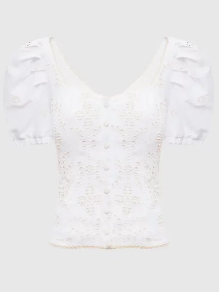 Блуза Kinsy з льоном з вишивкою бродері Charo Ruiz біла