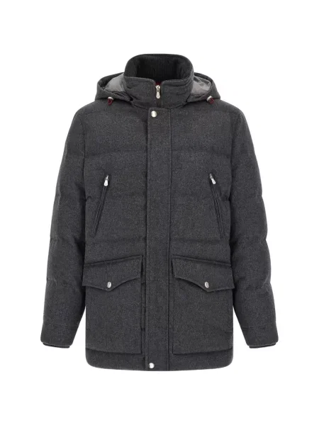 Matlasat geacă parka Brunello Cucinelli de lână gri
