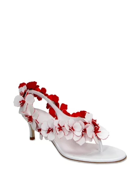 Sandale Rabanne din piele cu model floral alb