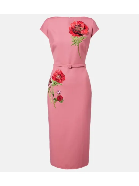 Rochie maxi Oscar De La Renta cu model floral de costum roz