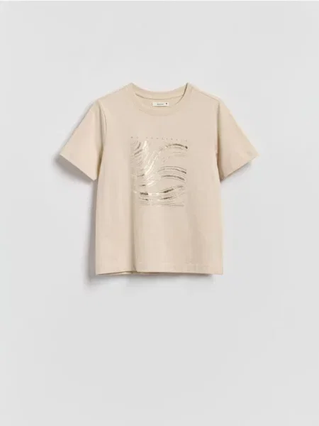 Reserved Tricou cu imprimeu bej