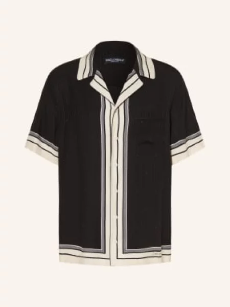 Dolce & Gabbana Koszula Resortowa Comfort Fit Z Jedwabiu schwarz czarna