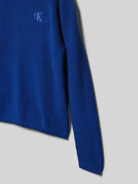 Bluza z kapturem z imitacji dzianiny Calvin Klein Jeans niebieska