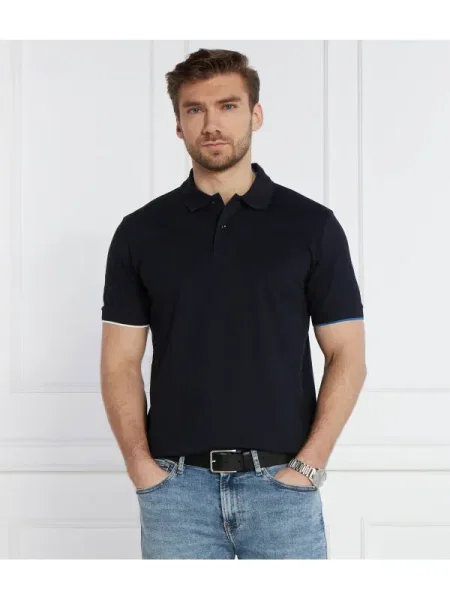 BOSS BLACK Polo Parlay | pique mercerizat negru