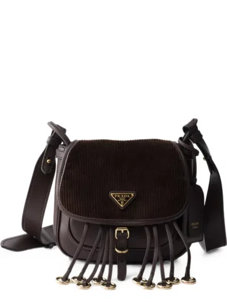 Geantă Prada de catifea cord maro