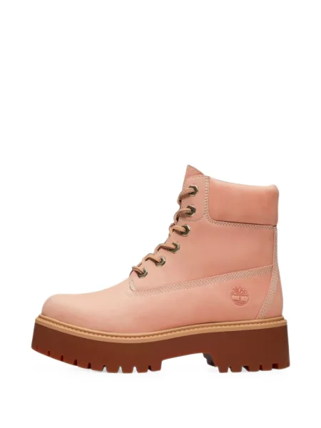 Cizme scurte Timberland din piele streetstyle cu strasuri roz