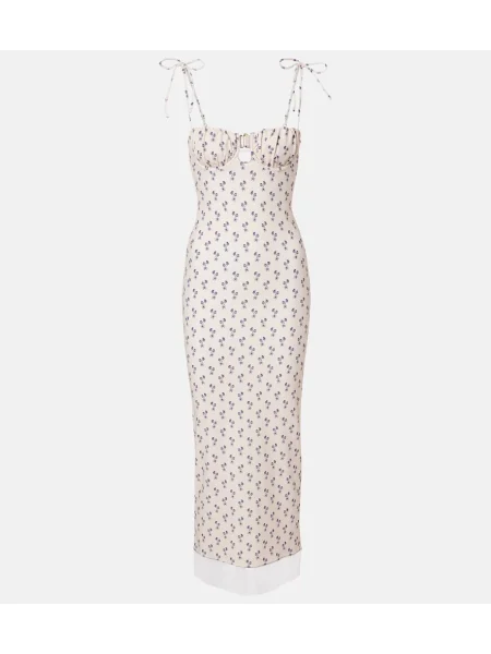 Sukienka midi Montce w kwiatki do kolan garniturowa biała