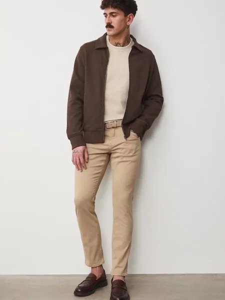 Medicine nohavice slim fit pánske s elastanom béžová