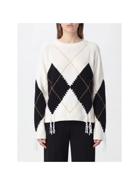 Sweter Pinko wełniany z wzorem argyle