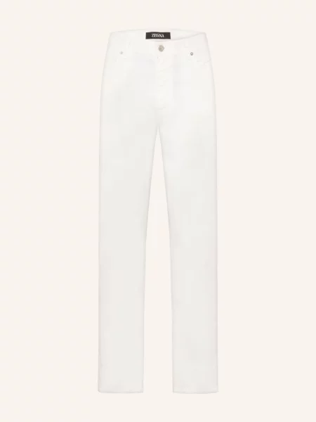 Zegna Kalhoty Slim Fit S Lnem white solid bílé