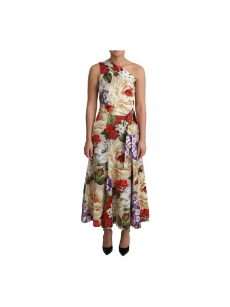 Sukienka Dolce And Gabbana w kwiatki beżowa