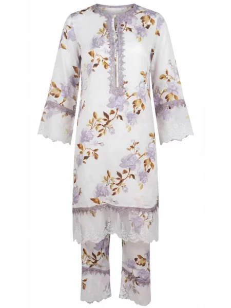 Bluză Radwa cu model floral alb