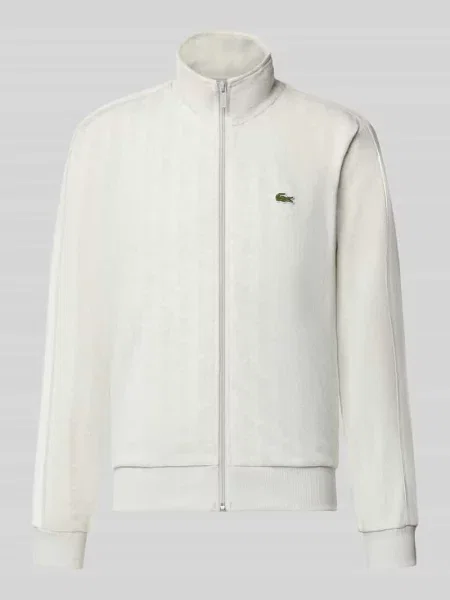 Bluza rozpinana o kroju regular fit z zamkiem błyskawicznym Lacoste biała