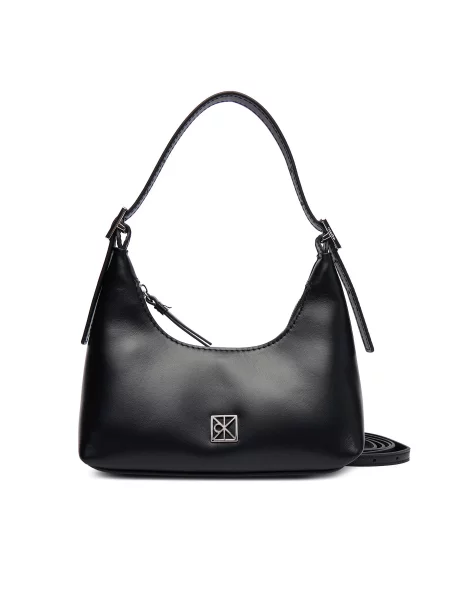 Mini kožená kožená taška Calvin Klein černá