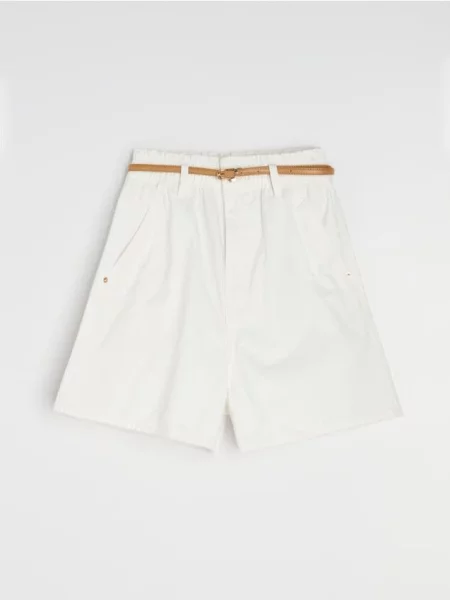 Джинсові шорти paperbag з кремовий