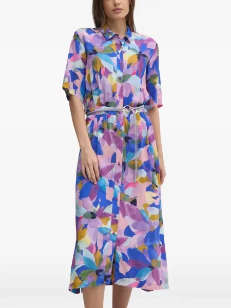 Odgovarati midi haljina La Petite Française s cvjetnim printom iznad koljena plava