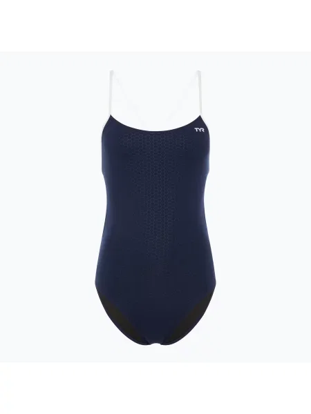 Jednodílné plavky TYR Hexa Cutoutfit navy/white bílé
