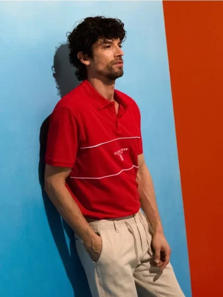 Sinsay polo z haftem czerwony