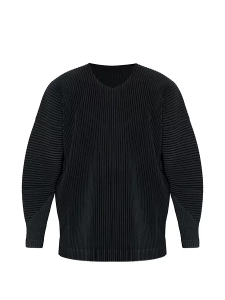 Plisované tričko Homme Plissé Issey Miyake s výstřihem do v černé