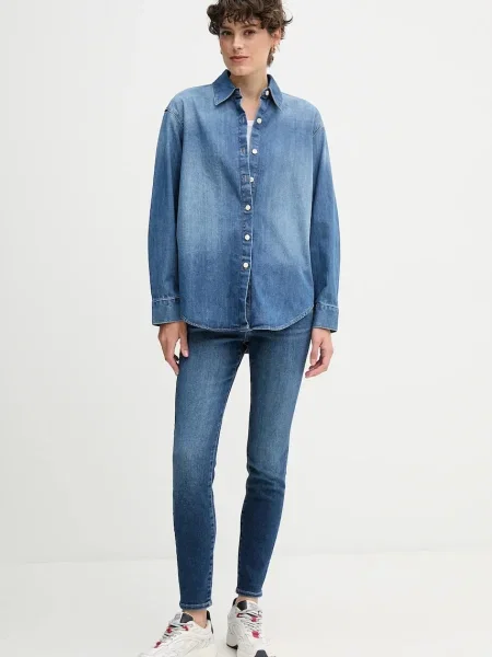 Rifľová košeľa Calvin Klein Jeans modrá