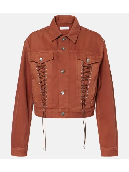 Kurtka jeansowa Rabanne o krotszym kroju brązowa