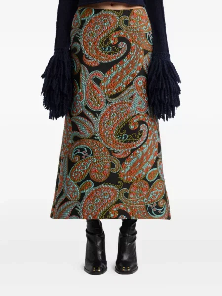 Fustă Etro cu model paisley din jacard negru